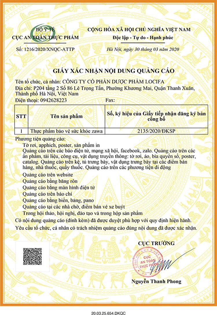 Zawa Nước sinh lực Zawa