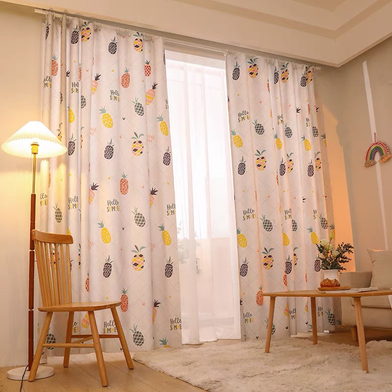 Rèm vải khoen lỗ, khoen ri đô, rèm dán trái khóm summer vải dày khả năng chống nắng cao
