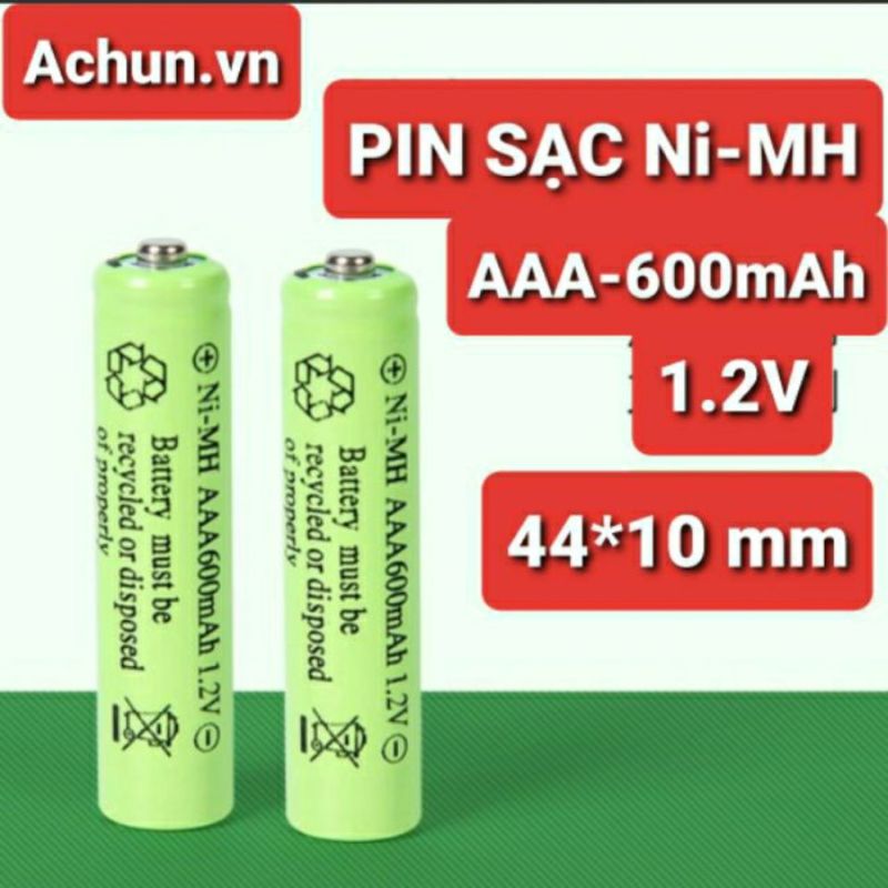 PIN SẠC Ni-MH AAA 600mAh - 1.2V/1.5V kích thước 44x10mm