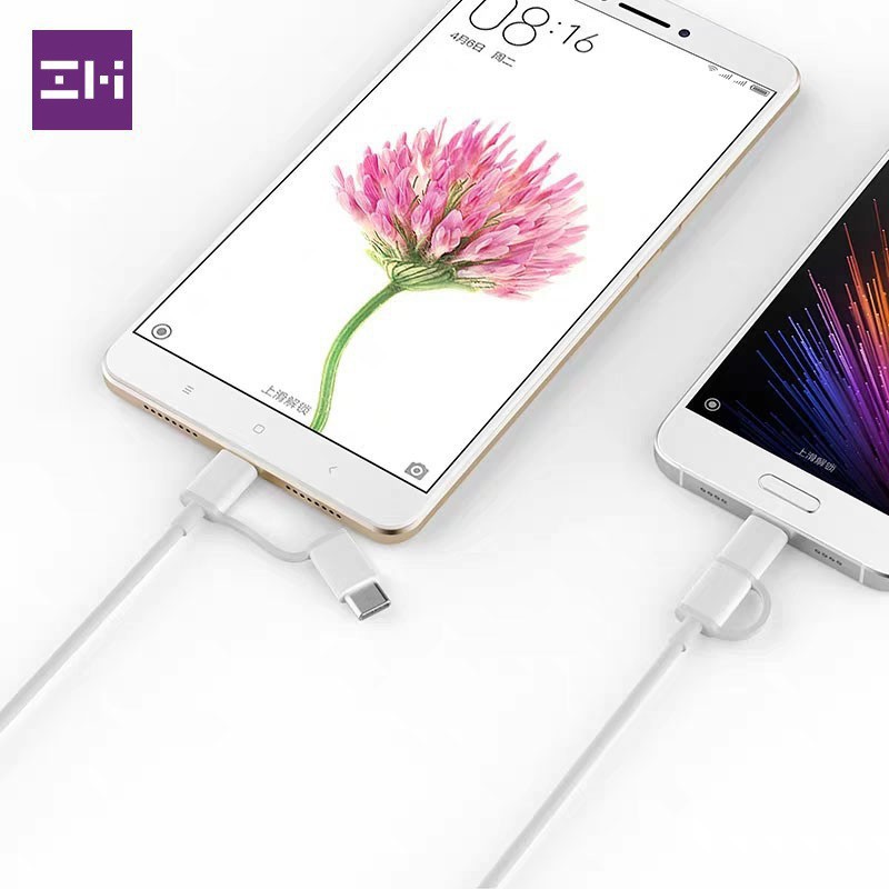 Cáp 2 trong 1 Type-C và Micro USB ZMI AL511 0.3m-trắng