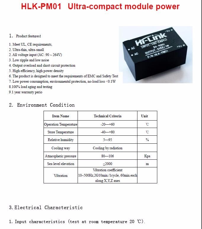 Module nguồn HLK PM01 220V 5V 3W Hi Link