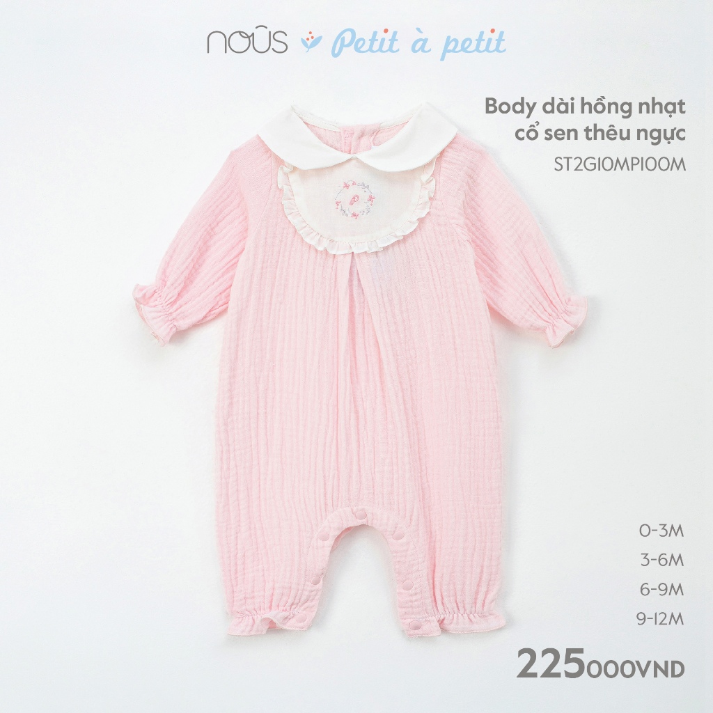 [Nous Baby] Bộ body Nous dài chất liệu cao cấp cho bé (size 0-18M)