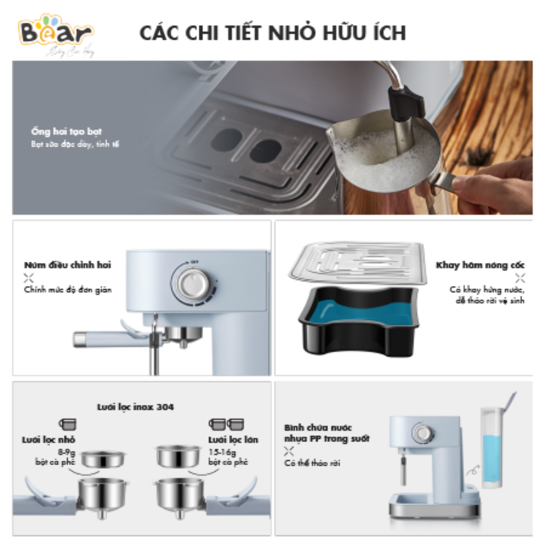 (Có sẵn BH 18 tháng) Máy Pha Cà Phê Bear KFJ-A15L1 (CF-B15V1) Màu Xanh BINAHOME