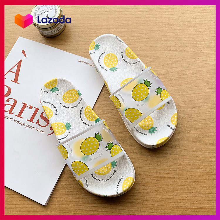 [HCM]Dép 3D Dâu Đào Dứa Quai ngang trong suốt XINH XINH - Đế nhựa chống trượt - NHShop