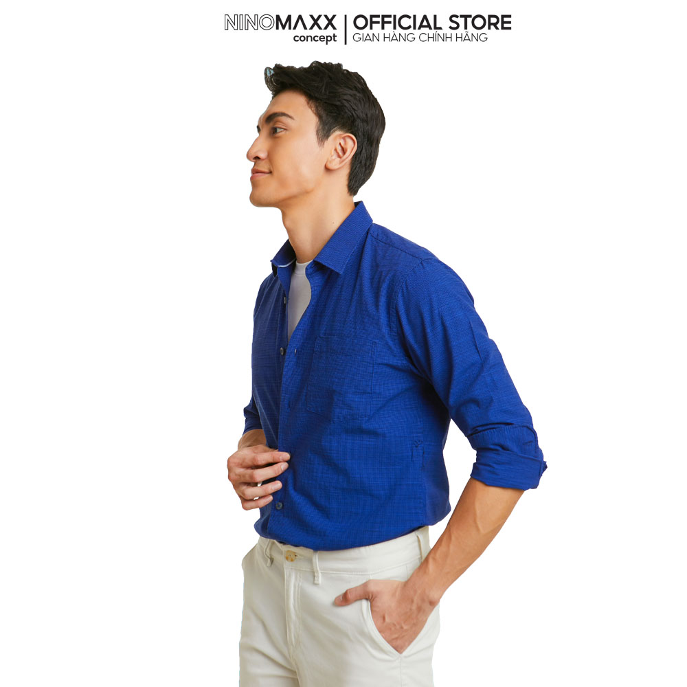 NINOMAXX Áo sơ mi Basic Nam tay dài chất liệu 100% cotton 2011094