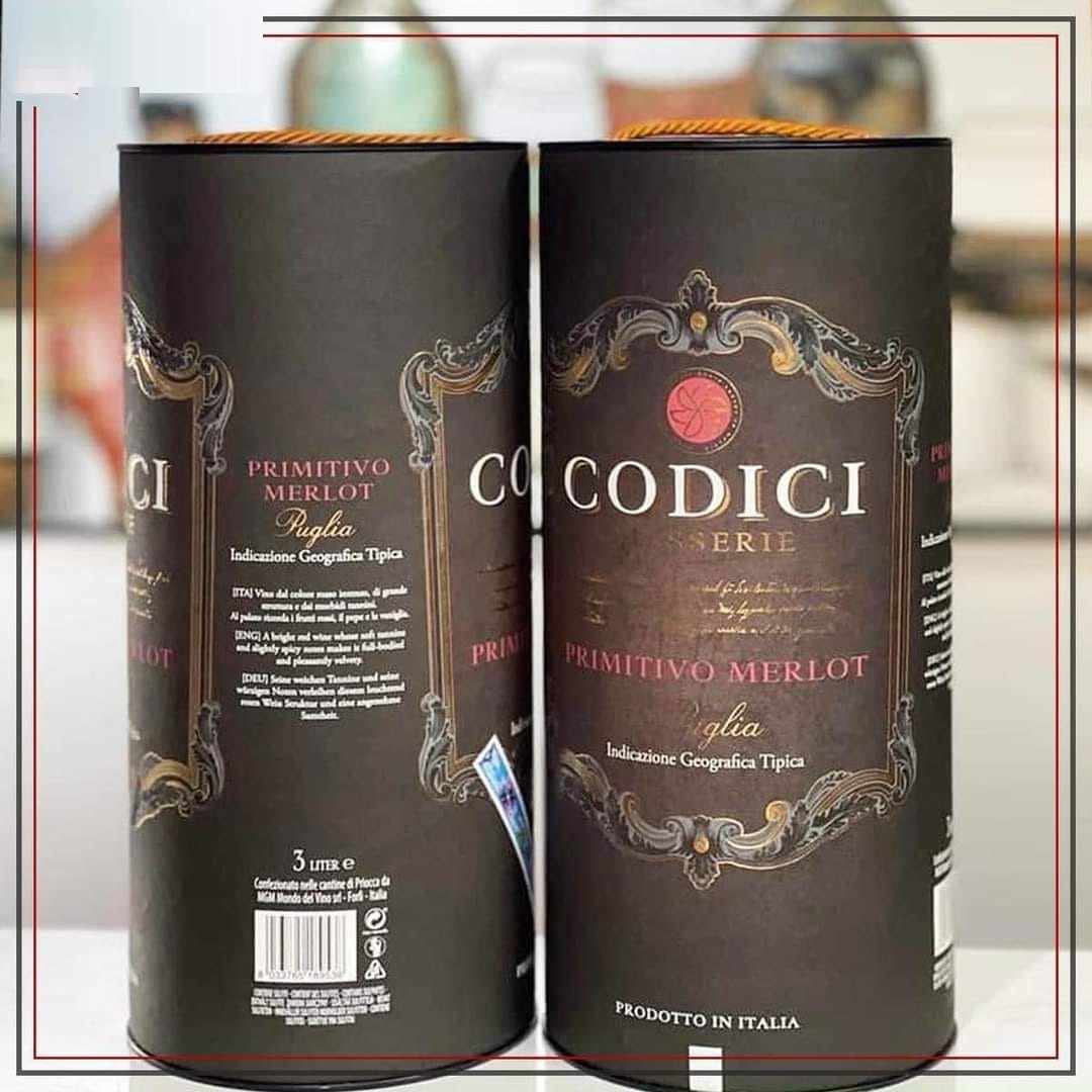 Vang Bịch Ý Codici Masserie Primitivo Merlot 3L Nhập Khẩu