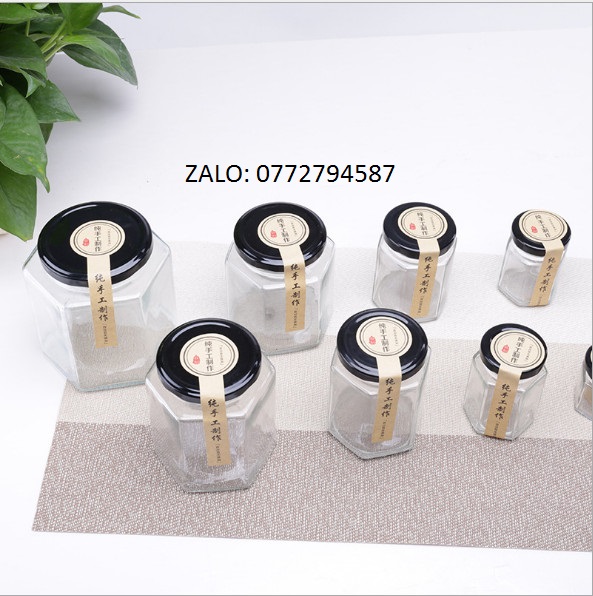 [HÀNG CHẤT LƯỢNG] Hũ Thủy Tinh Lục giác Nắp Thiết