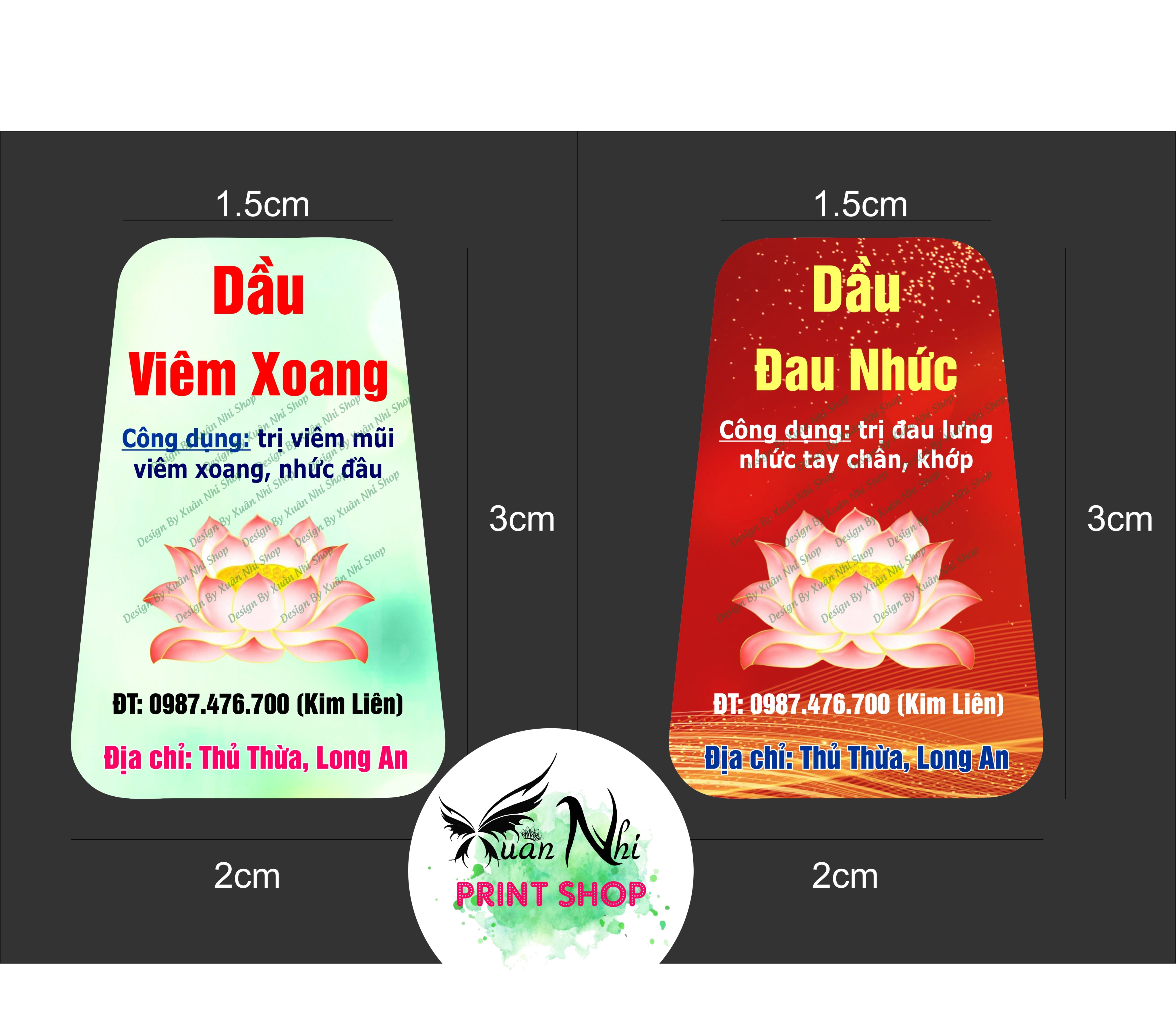 Tem chai dầu 2x3x1.5 Combo 100 tem