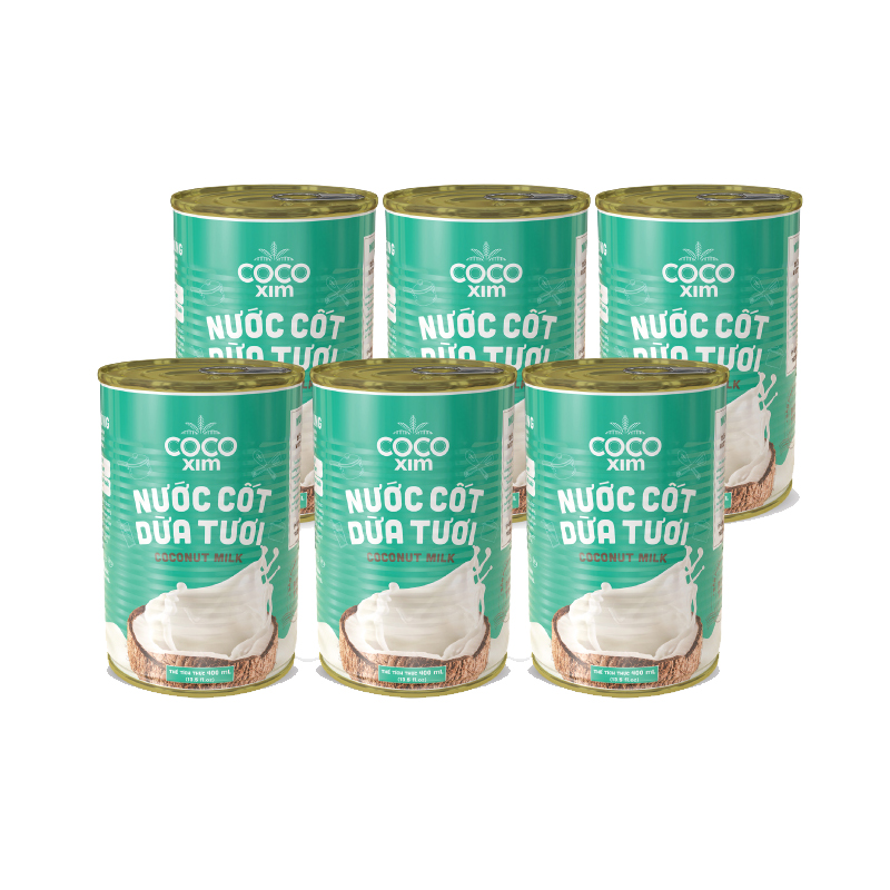 [TIỆN LỢI CHO MẸ] Combo 6 lon Nước cốt dừa tươi từ trái dừa nguyên chất 100%[Xanh]- Chef's Choice - Thương hiệu COCOXIM 400ml