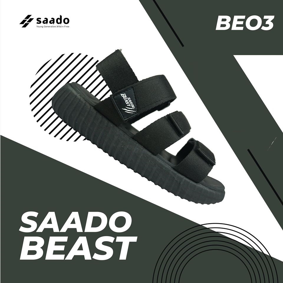 [HCM]Giày Sandal Nam Saado Black Wolf BE03