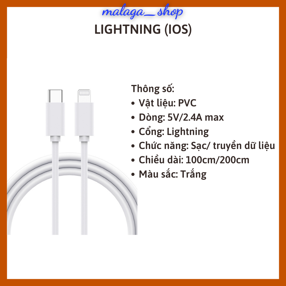 Dây cáp sạc điện thoại, sạc nhanh, cổng sạc USB ra type C micro usb lightning