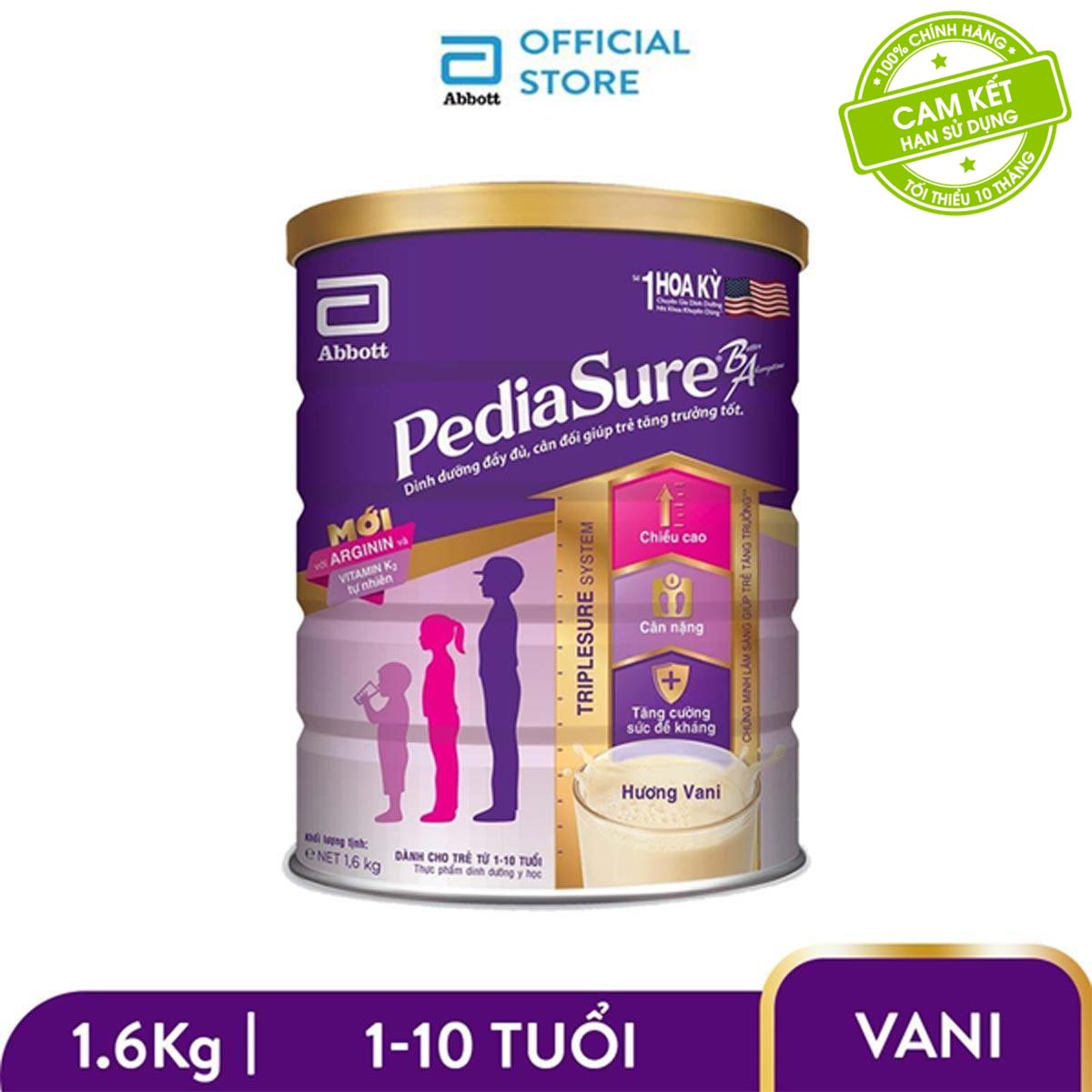 Lon sữa bột Pediasure B/A hương vani 1.6kg [GIẢM 25K CHO ĐƠN 1 TRIỆU]|ProductId:464