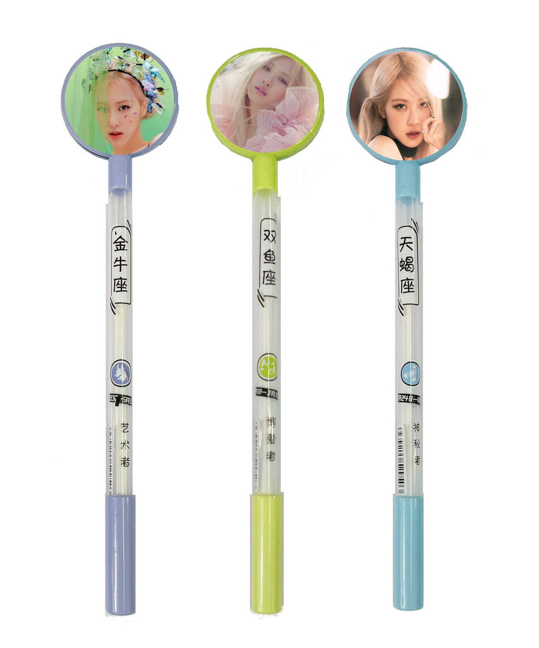 Set 2 Bút bi nước đầu tròn ảnh 2 mặt BLACKPINK và thành viên, KPOP