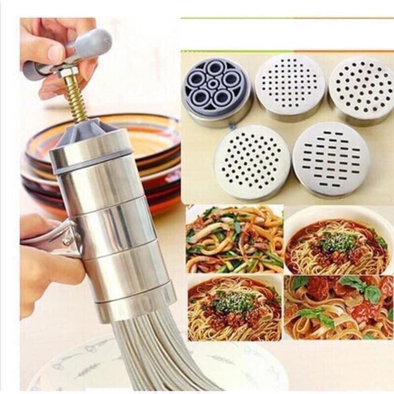 Khuôn làm bún tươi tại nhà ,khuôn làm bún, mì bánh canh bánh lọt đa năng - dụng cụ làm bún mì tươi 5 đầu inox cao cấp