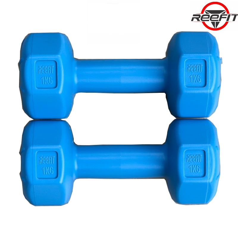 Bộ 2 tạ tay nhựa bát giác 1kg Reefit đã có ruột (2 tạ 1kg, tổng 2kg)
