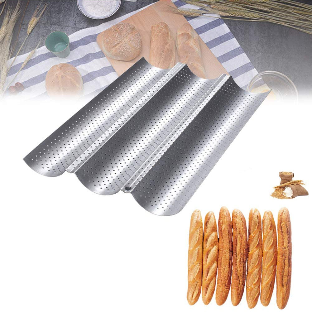 Khay Nướng Bánh Mì Pháp Baguette 3 Rãnh