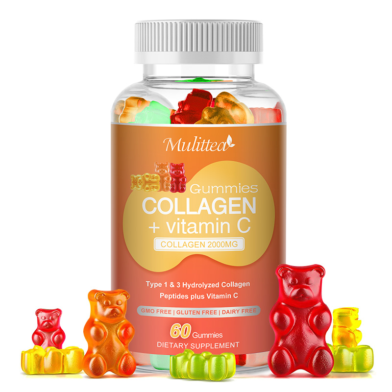 Mulittea Collagen và Vitamin C kẹo cao su, chống lão hóa và trẻ hóa da, giảm nếp nhăn, tóc, da, móng tay và sức khỏe chung