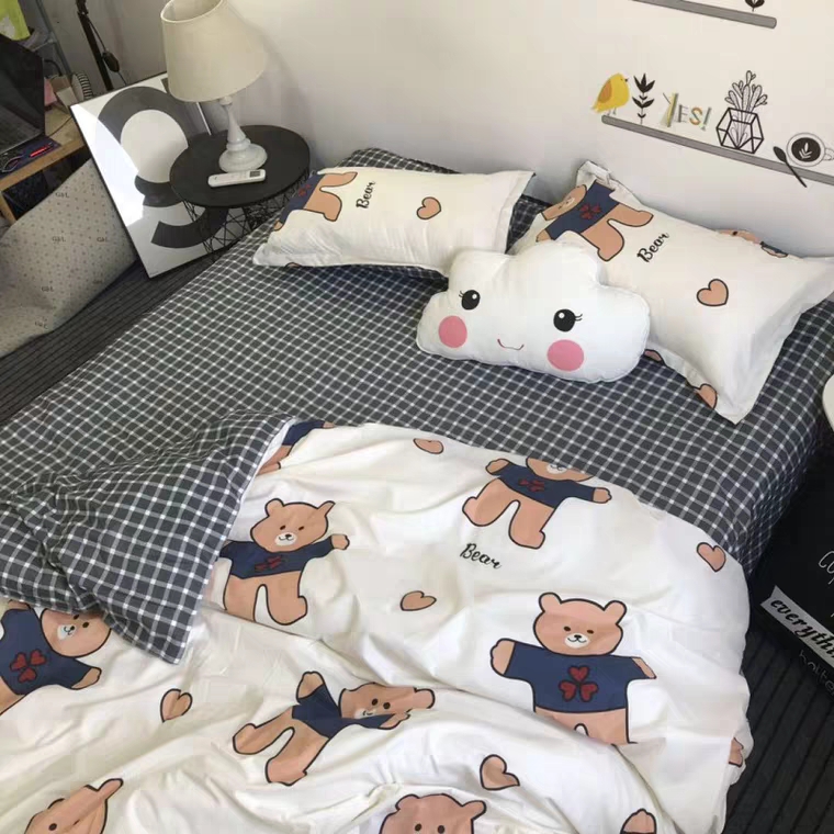 Bộ Chăn Ga Gối ( 01 Drap + 1 vỏ mền + 2 áo gối ) Gấu PLN