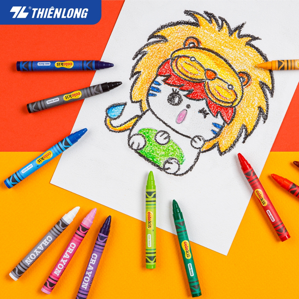 Bút sáp màu Thiên Long Colokit 12 Màu an toàn cho trẻ em CR-C016