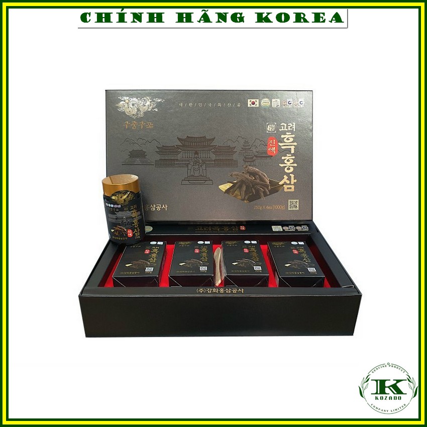 Cao hắc sâm hàn quốc Kanghwa thượng hạng, hộp 4 lọ - Cao sâm hàn quốc tăng đề kháng, giảm stress, phòng ung thư