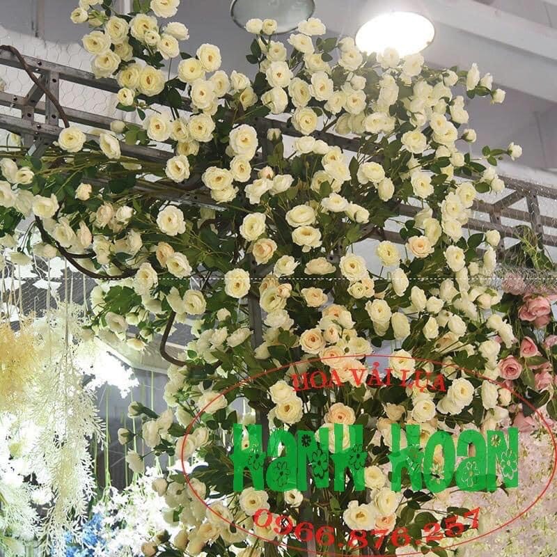 Cành hoa Hồng trà 7 bông cao 70cm- hoa lụa cao cấp