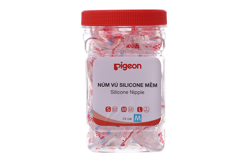 Núm vú sillicon mềm Pigeon màu trắng cho trẻ