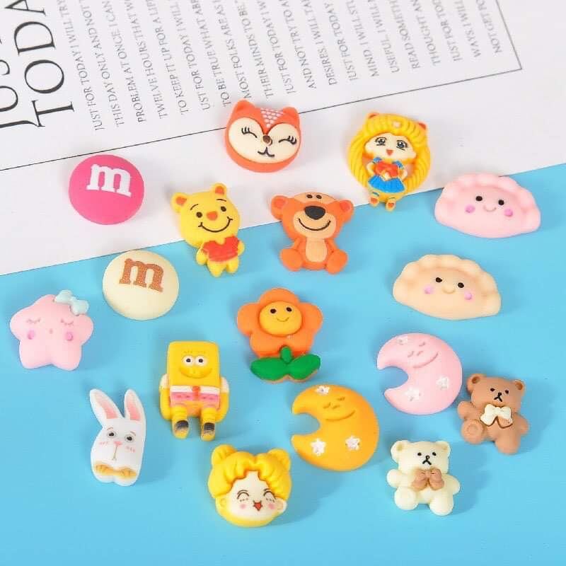 [MUA 2 GIẢM 5%]Set charm dán trang trí slime/điện thoại/sổ DIY