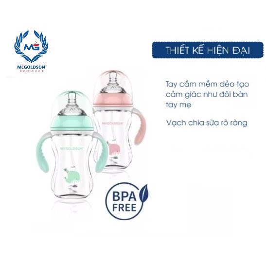 Bình Sữa PP Cổ Rộng McGOLDSON 180ml MẪU MỚI (tặng thêm 1 núm vú cổ rộng)