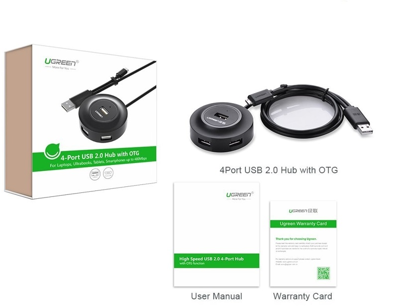 Hub USB 2.0 chia 4 cổng hỗ trợ OTG Ugreen UG-20278