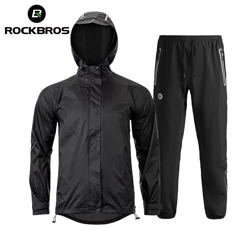ROCKBROS Motorcycle Raincoat Set Outdoor Adult Bicycle Windproof Raincoat Rain Pant Suit Men Reflective Waterproof Cycling Jacket