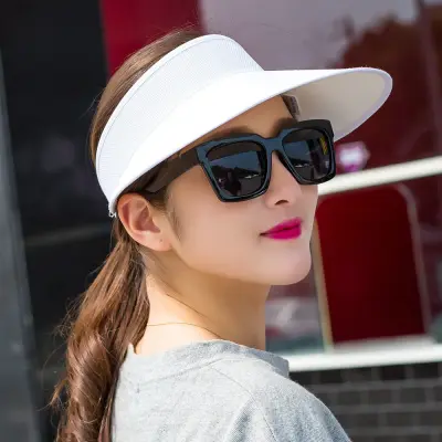 Summer Unisex Empty Top Sun Visor Hat Summer Linen Big Wide Brim Straw Sun Caps UV Protection Hat For Men And Women