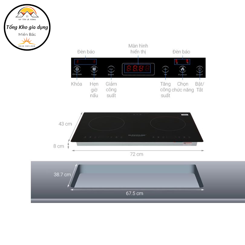 [Miễn phí vận chuyển] Bếp đôi điện từ SUNHOUSE SHB9101