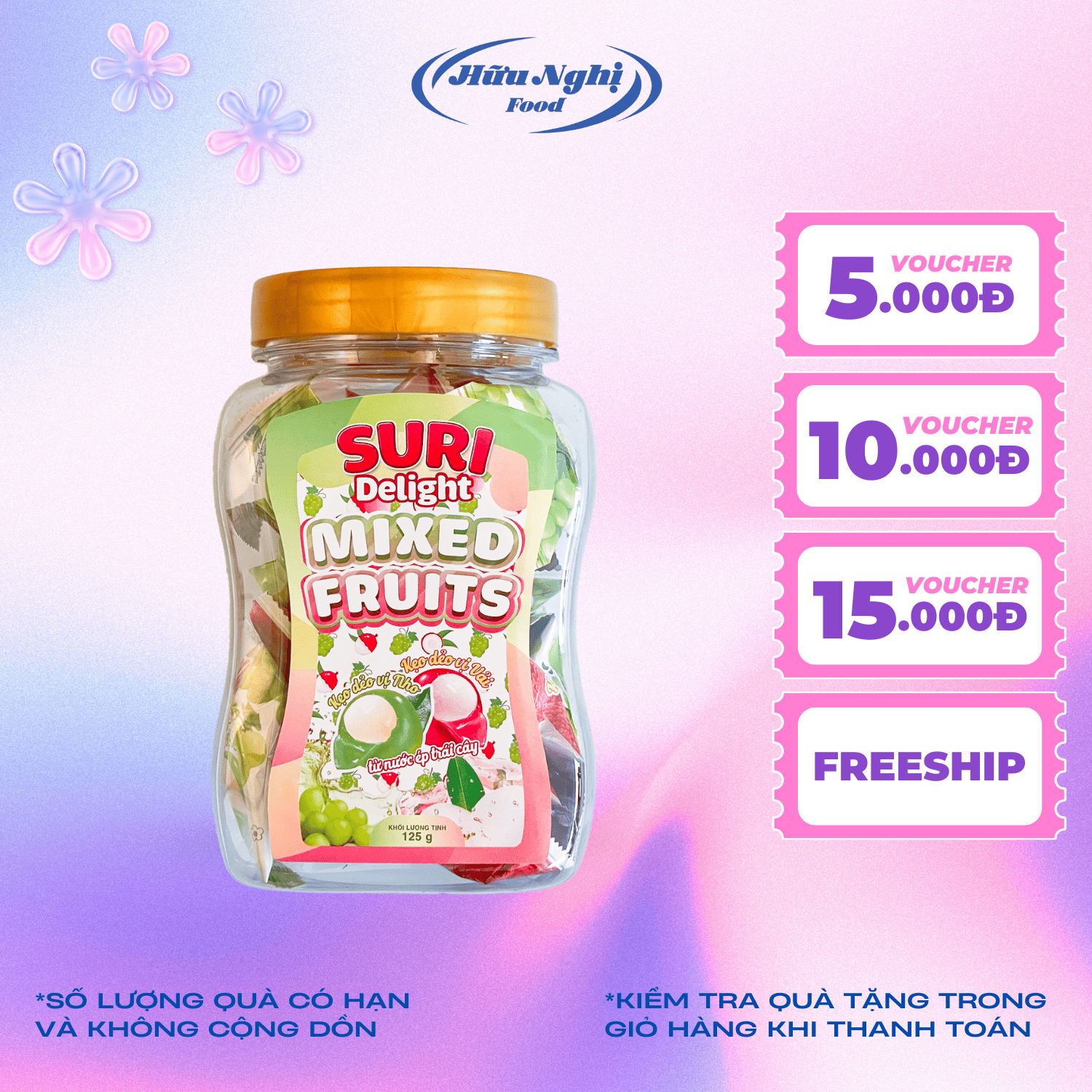 Tet Candy Suri Delight Mix Fruit Flavor Peach Mango 150g