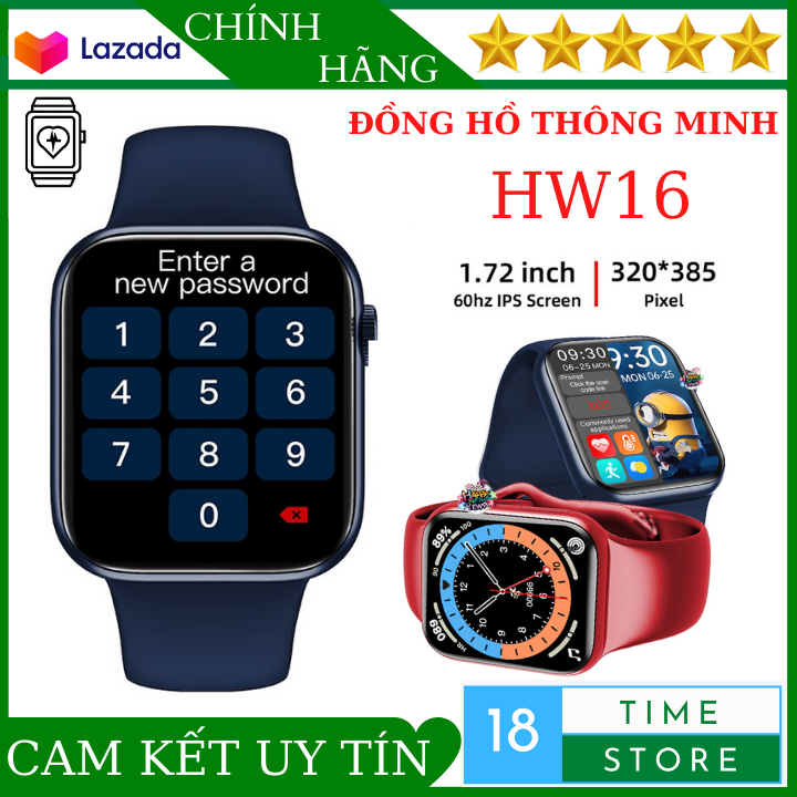 ( Bảo Hành 12 Tháng ) Đồng Hồ Thông Minh HW16 ( HW12 Plus ) Màn Hình Tràn Viền 1,72 Inch Thay Đổi Hình Nền Tùy Thích Nghe Gọi Trực Tiếp Cảm Ứng Mượt Mà Vô Cùng Sang Trọng