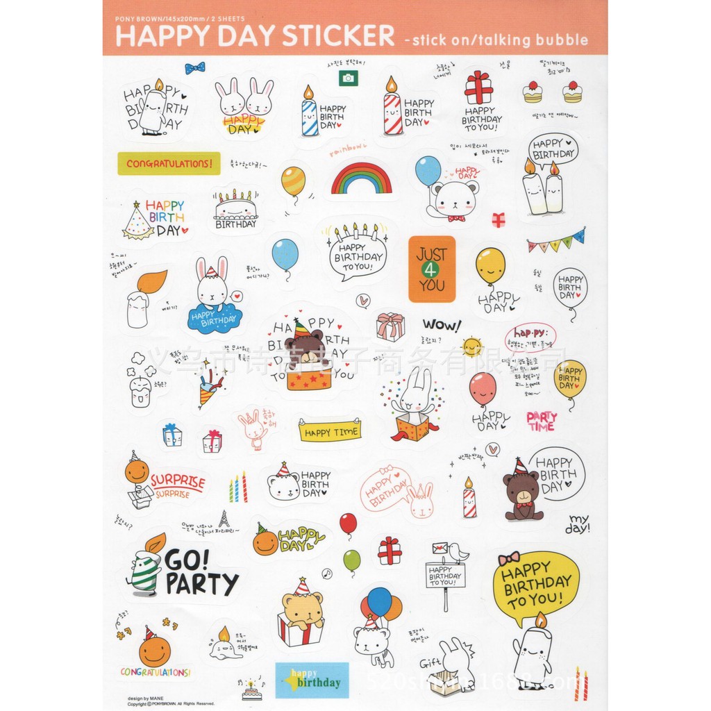 Set Sticker Hàn Quốc Happy Day Siêu Cute