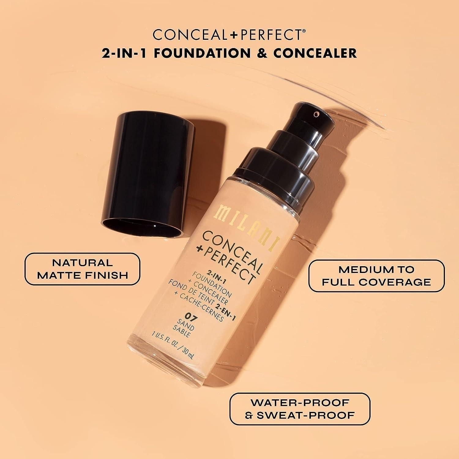 Kem nền MILANI Conceal + Perfect 2 in 1 Foundation & Concealer (30ml)