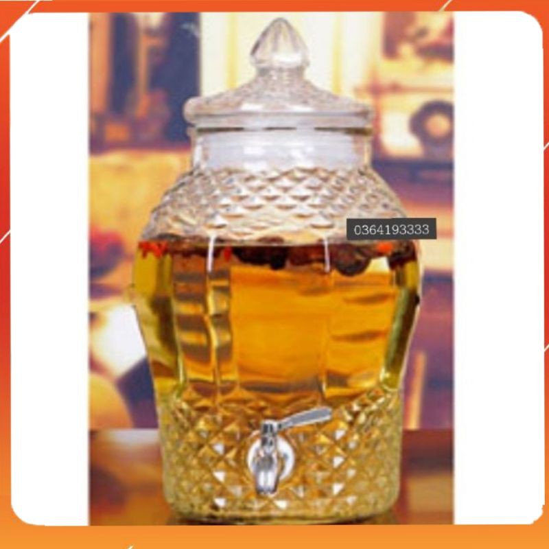 bình thủy tinh ngâm rượu có vòi 3 lít