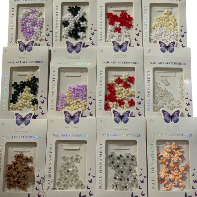 Set Charm Nơ Nhựa Đính Móng Siêu Xinh