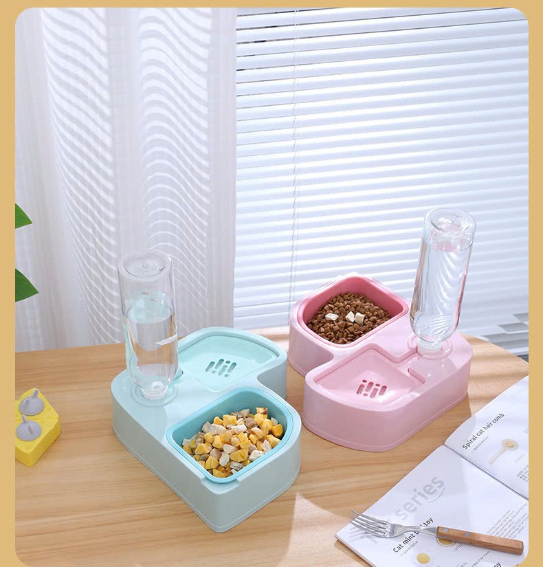Food Bowl with 500ml Water Bottle for Dogs and Cats - T3 Pets Shop