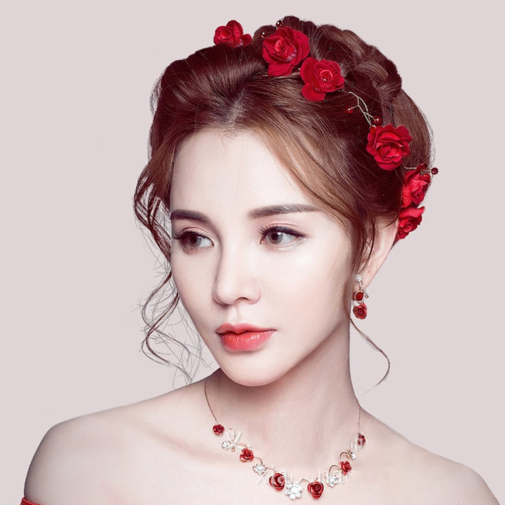 Dây Cài Tóc Hoa Hồng Đỏ 80 Số 3