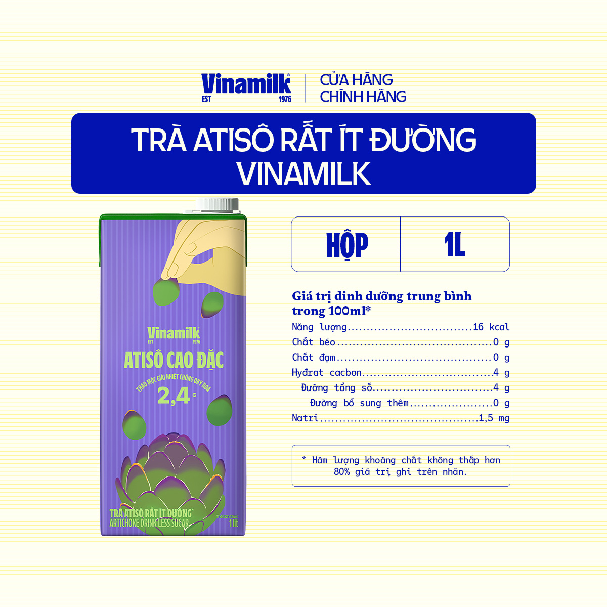 Trà Atiso It Đường Vinamilk - 2 Hộp giấy 1L