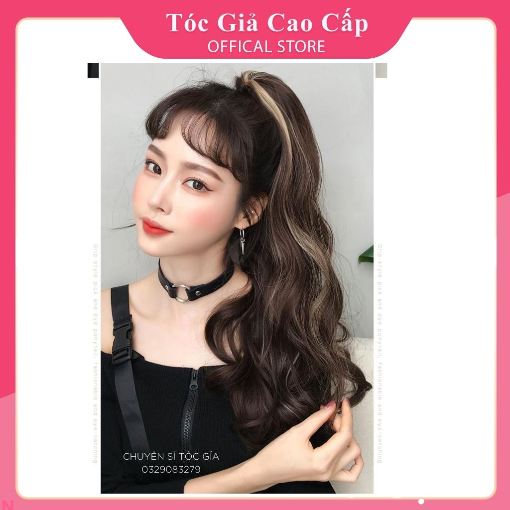Tóc giả xoăn ngoặm dài móc line bạch kim, n50