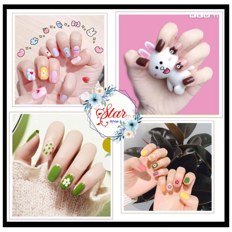 Sticker dán móng bộ 14 miếng nhiều màu