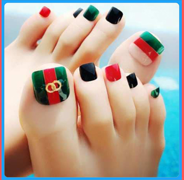 Hộp 24 Móng chân giả , nail giả , móng giả C24 (kèm keo dán)