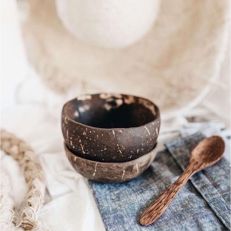 Bát dừa thìa gỗ dừa, bát dừa smoothie, bát dừa trộn mặt nạ