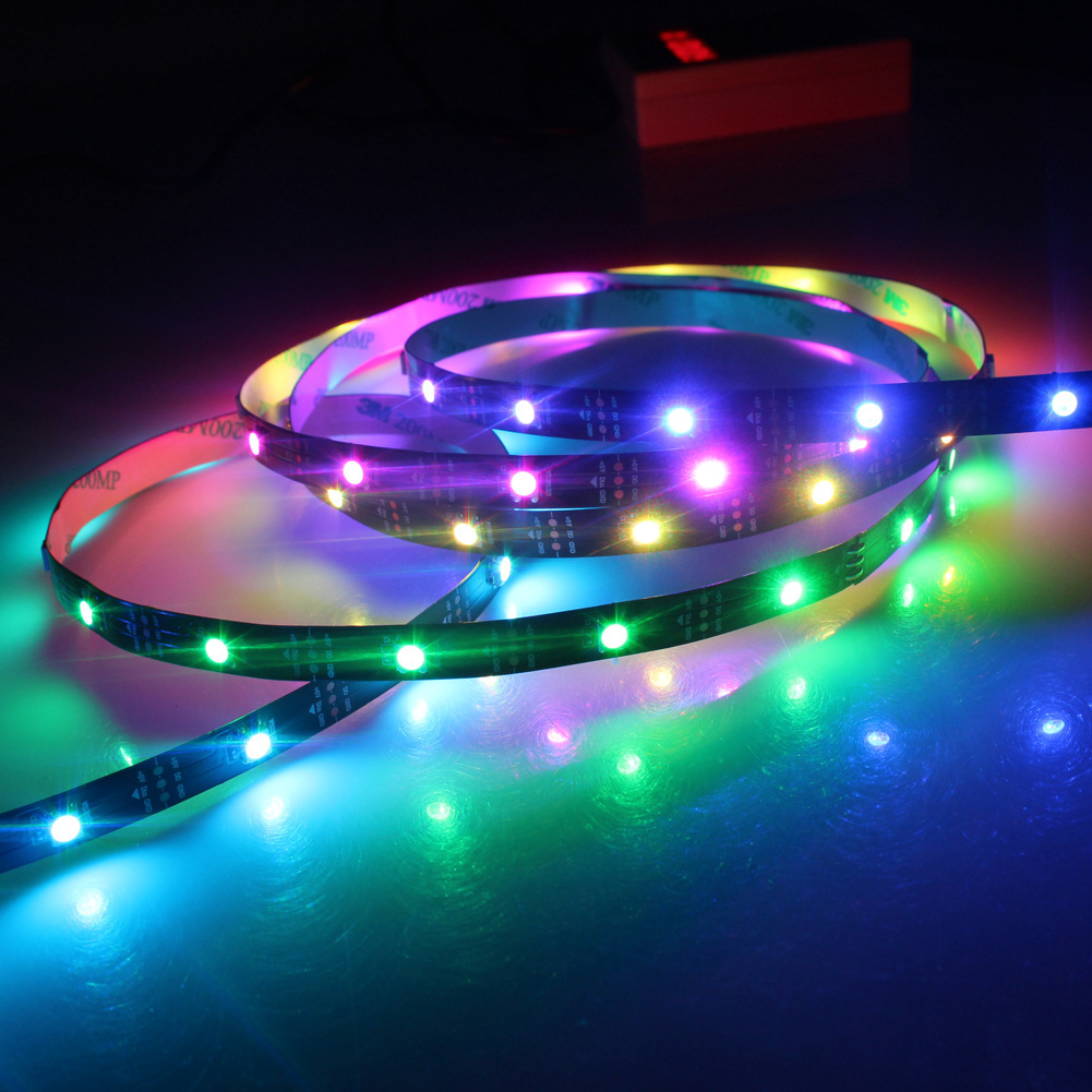 Dây Led dán WS2812B Full Color, điện áp 5VDC, 60 LED/m, có thể lập trình dải sáng theo cá nhân, điều khiển bằng app, remote...