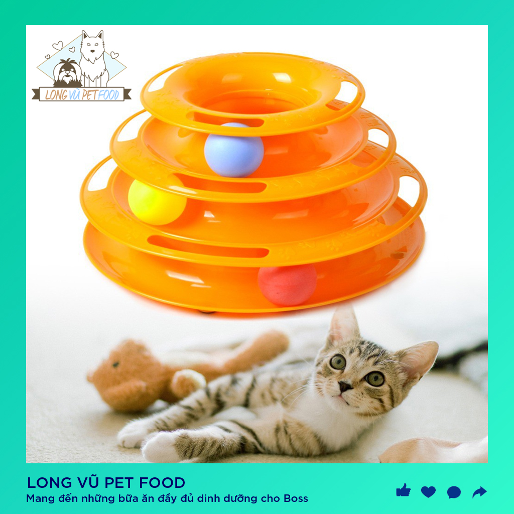 Đồ chơi cho Mèo - tháp banh/bóng 3 tầng - Long Vũ Pet Food
