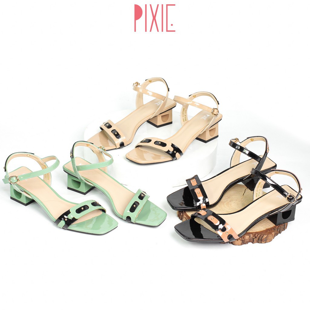 Giày Sandal Cao Gót 3cm Quai Phối Màu Pixie X531