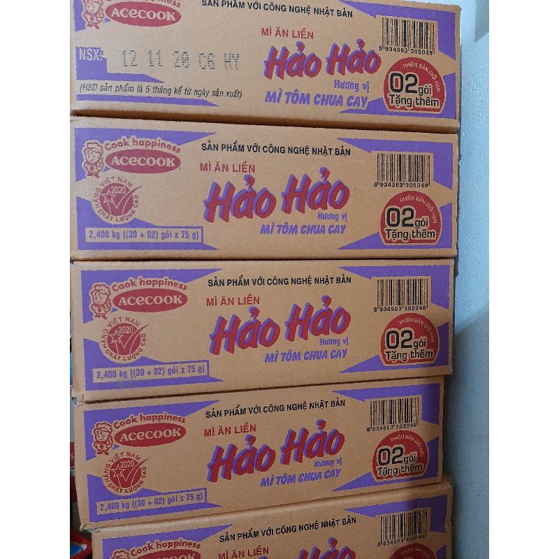 1 thùng mì Hảo Hảo tôm chua cay 30 gói x 75g