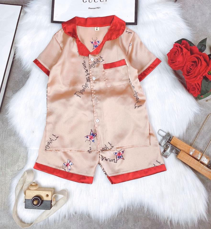 [HCM]Set bộ bé gái/ bé trai - Pyjama lụa Hàn size đại từ 8kg - 35kg